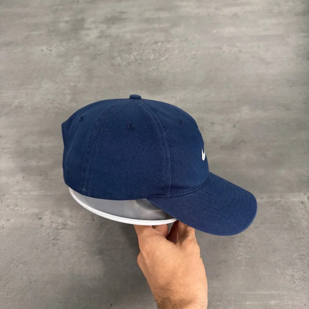 Vintage Nike Snapback Hat Baseball Cap Distressed Navy Blue Embroidered Swoosh